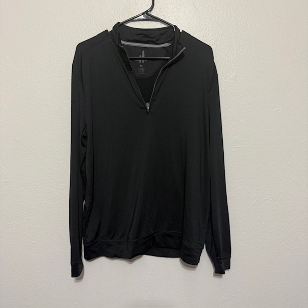 Johnnie-O Mens Black Quarter Zip Performance Pullover Medium